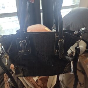 Fossil Black Shoulder Bag with Silver Accents